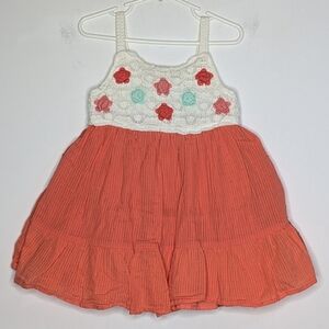 Haute Hippie White Orange Crochet Floral Tank Dress 3T